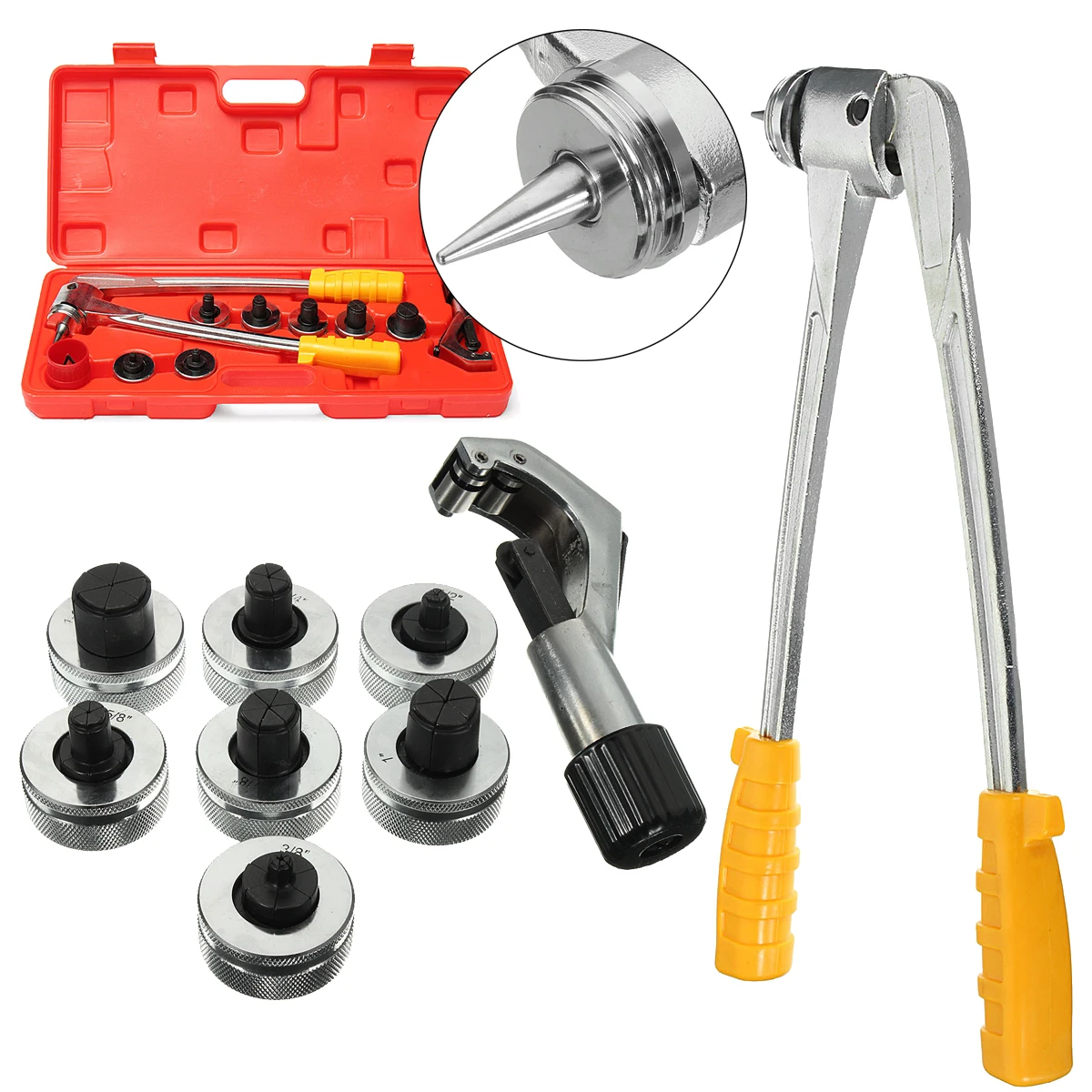 

7 Lever Hydraulic Tube Expanding Tool Set Pipe Expander Tube Cutter Plumbing Air Conditioner Pipe Expander Tool