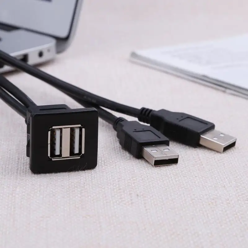 1 м двойной USB2.0 A мужской и женский автомобильный кабель USB Панель заподлицо Авто кабель гнезда адаптеров новое поступление