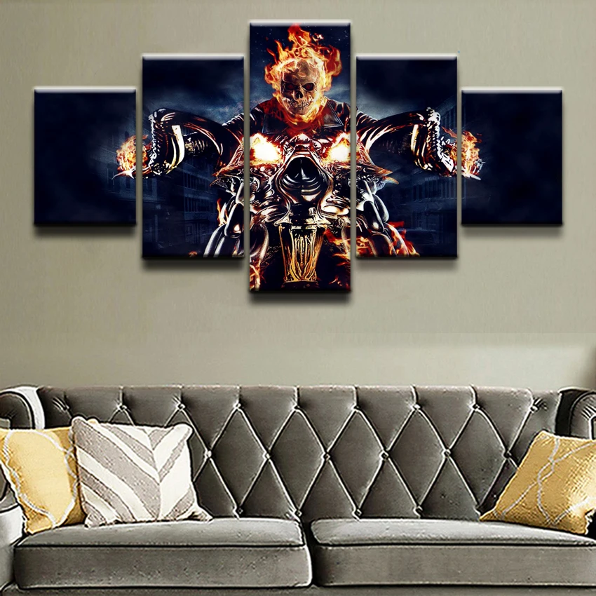 

Canvas Wall Art Pictures Framework Home Decorative 5 Pieces Comics Ghost Rider Abstract Painting Top-Rated Canvas Print Poster