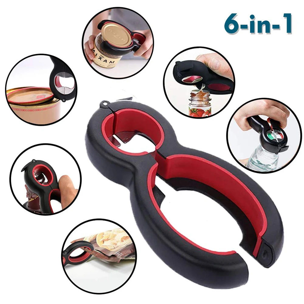 

6 In 1 Multi Function Twist Bottle Opener, All In One Jar Gripper Can Wine Beer Lid Twist Off Jar Opener Claw