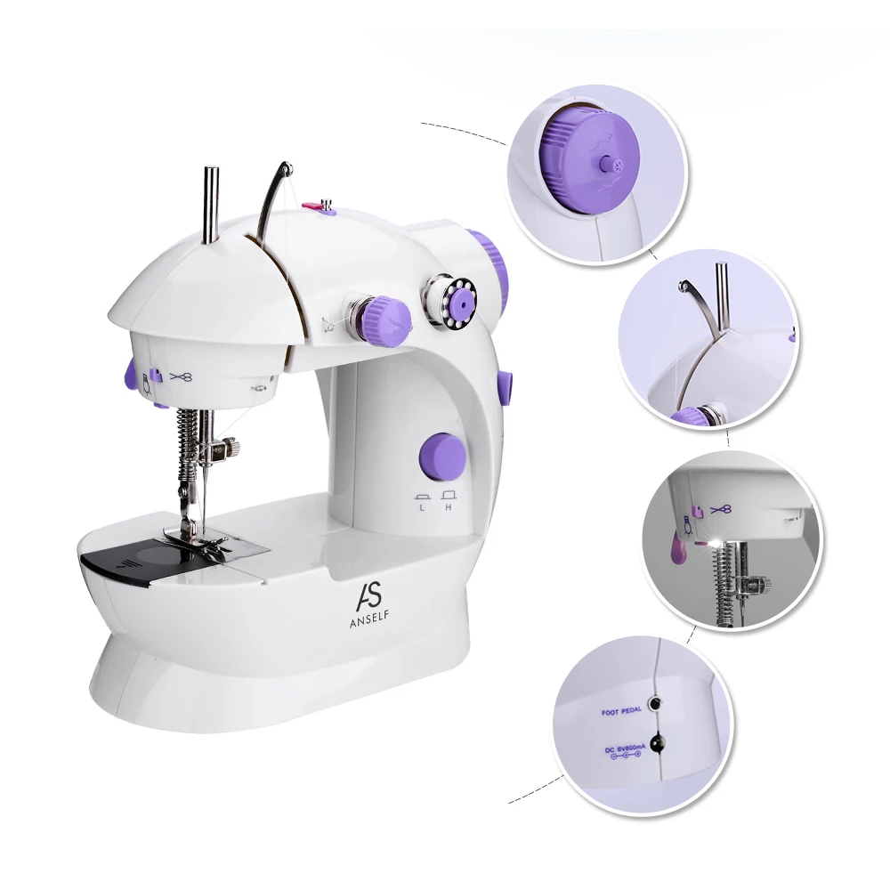 

Mini Electric Handheld Sewing Machine Dual Speed Adjustment with Light Foot AC100-240V Electrec Sewing Machine Stitch