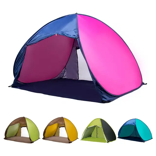 Cheap 5 Colors Automatic Tent 3-4 Person Portable UV Shelter Shade Outdoor Camping Hiking Beach Tent Polyester Sun Shade 2019 New