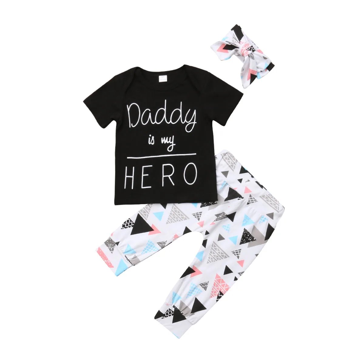

Newest 3pcs Kid Infant Baby Boy clothing Short Sleeve letter Tops T-shirt+Leggings Pants+headband Outfit Clothes set