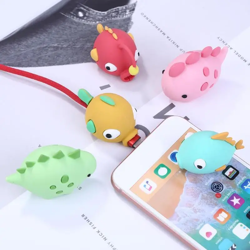 

VAKIND Cute Silicone Data Cable Bite Protector Animal Doll Model Winder Phone Holder Accessory for Iphone Canle Protect Props