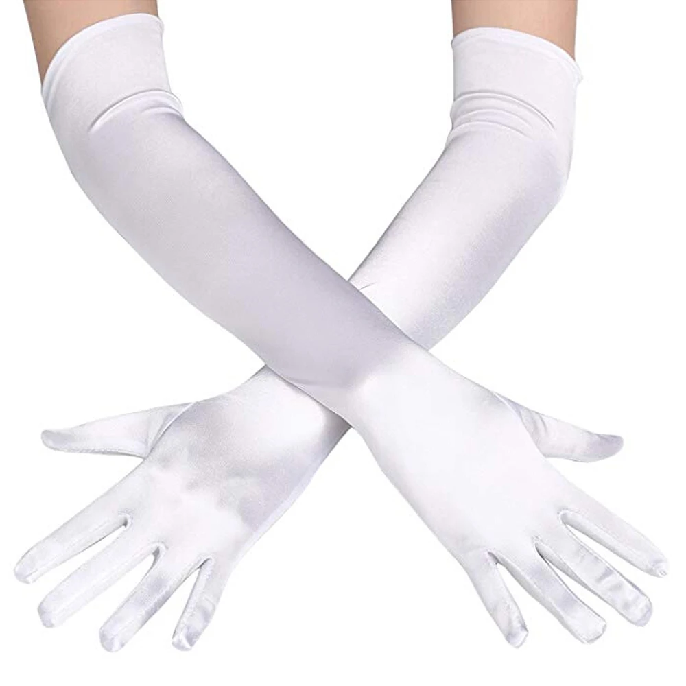 2019 Fashion Long Gloves Satin Opera Evening Party Prom Costume Glove Black Blue Gold Pink  Party Gloves