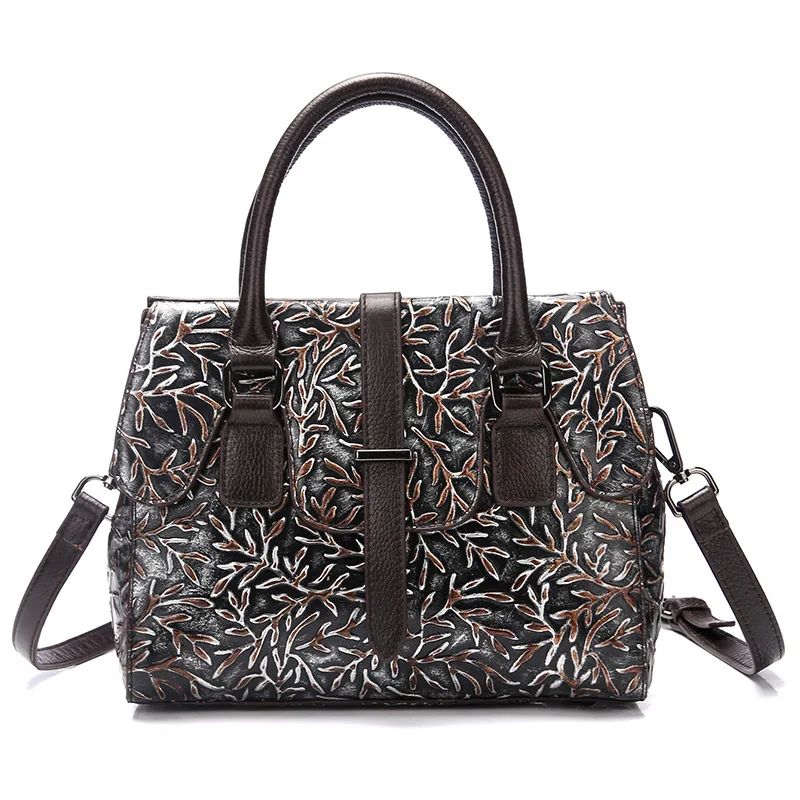

Norbinus Famous Brand Messenger Shoulder Bags 100% Genuine Leather Women Handbag Natural Cowhide Female Tote Bag Lady Floral Bag