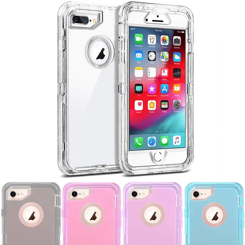 Прозрачный чехол 3 в 1 с роботом для iPhone 11 XR XS 8 7 Plus 360 полная защита ударопрочный