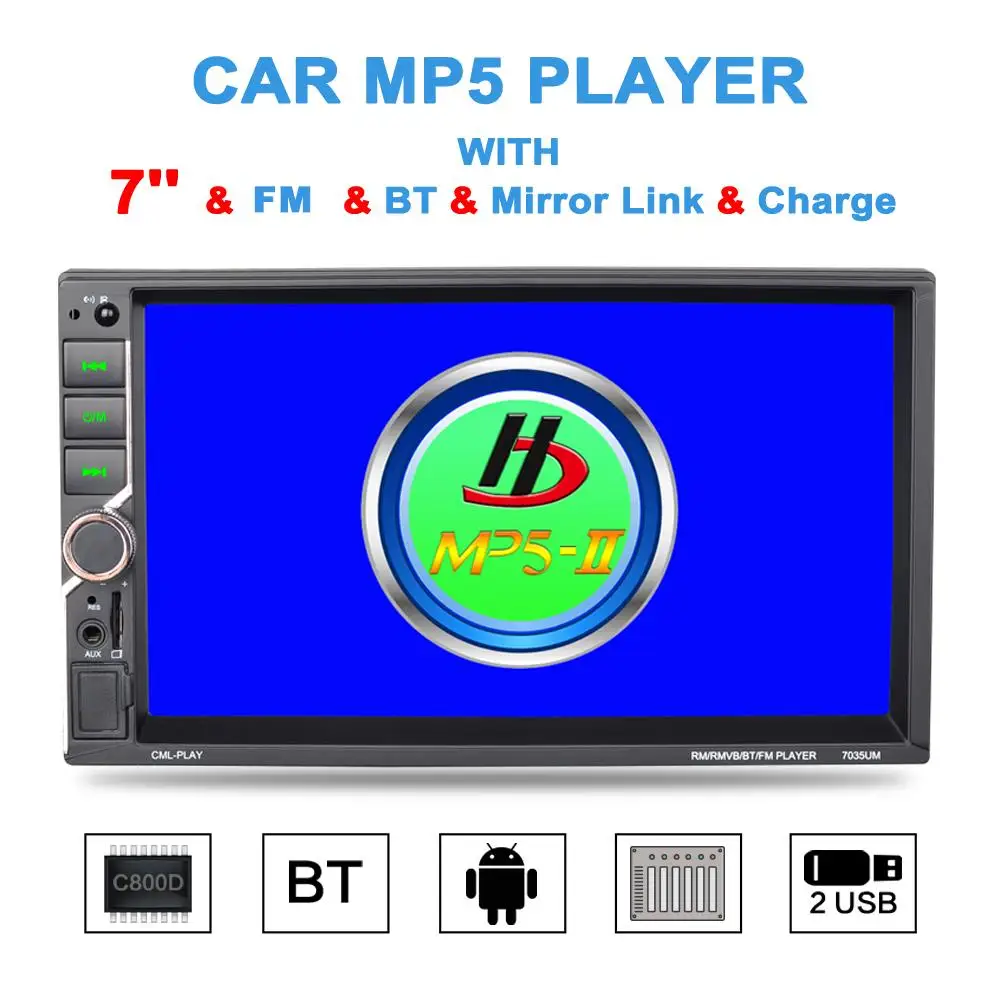 

Universal Car MP5 Player HD 7 Inch 2DIN Car MP5 Player Steering Wheel Control Radio Bluetooth Hands-free Calls Car MP5 Player