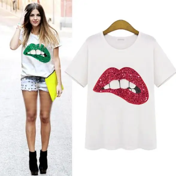 

New summer Render unlined slim t-shirts print women t shirt cotton women's clothing short sleeve tee SM919