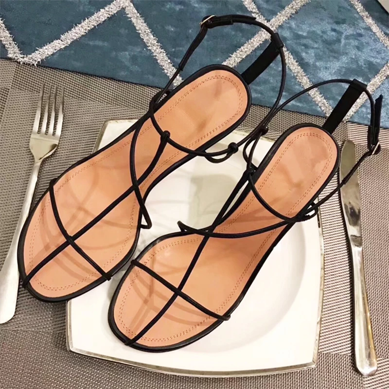 

Fashion Gladiator Sandals Woman Open Toe Narrow Band Cross-tied High Heel Shoes Woman Sexy Hollow Party Wedding Shoes