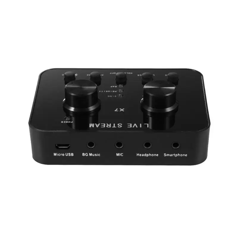 X7 الصوت USB ميكروفون سماعة الرأس البث الشبكي الترفيه غاسل كارت الصوت للهاتف المحمول الكمبيوتر الكاريوكي بث مباشر