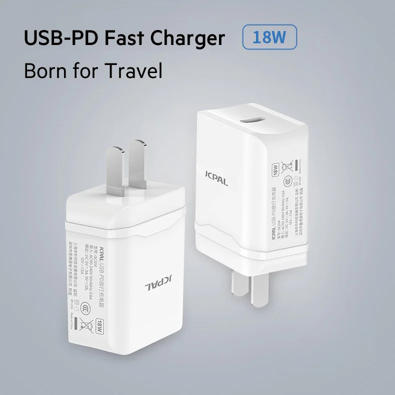 JCPAL USB C PD зарядное устройство 18 Вт Type QC3.0 для iPhone XS Max в розничной упаковке|Зарядные