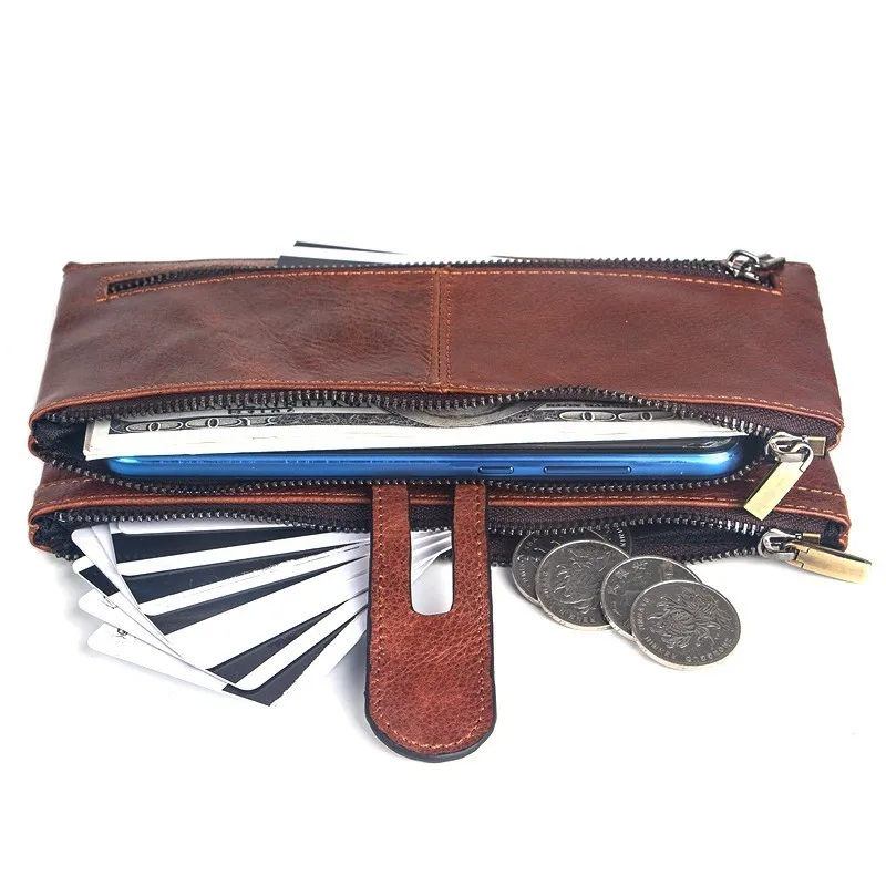 

Retro Style Genuine Leather Wallets Women Wallet Zipper Purse Card Holder Coin Pocket Clutch Bags Woman Money Bag Cartera Mujer