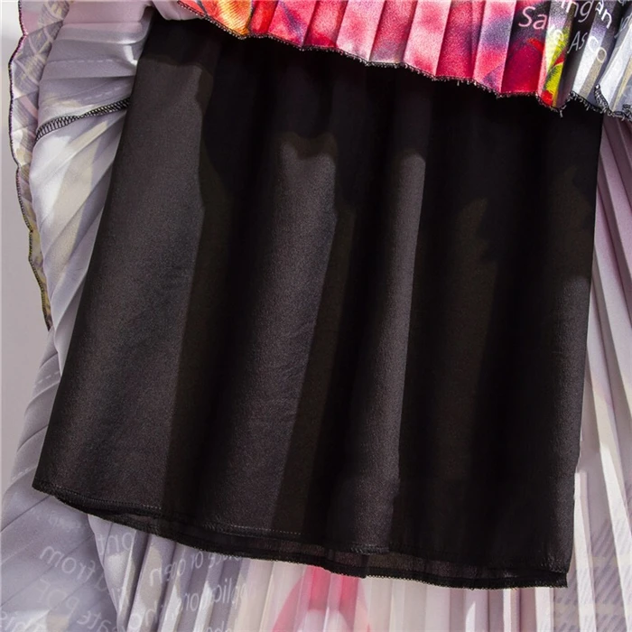 Banulin 2019 Spring Summer New-Coming Europen character Letter Printing High Elasticity Pleated High Street Style Women Skirts Banulin 2019 Spring Summer New-Coming Europen character Letter Printing High Elasticity Pleated High Street Style Women Skirts