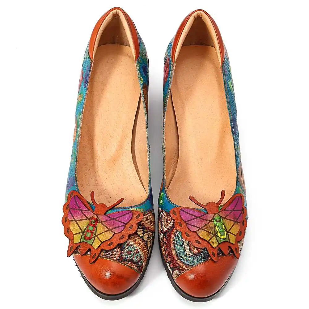 Туфли лодочки SOCOFY женские из натуральной кожи винтажные туфли без застежки на