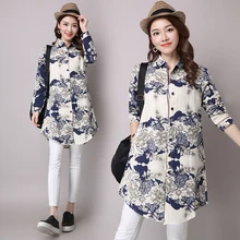 #2921 Casual Long Sleeve Cotton Linen Vintage Shirt Female Retro Floral Print Asymmetrical Long Cardigan Shirt Floral Tunic 2019 #2921 Casual Long Sleeve Cotton Linen Vintage Shirt Female Retro Floral Print Asymmetrical Long Cardigan Shirt Floral Tunic 2019