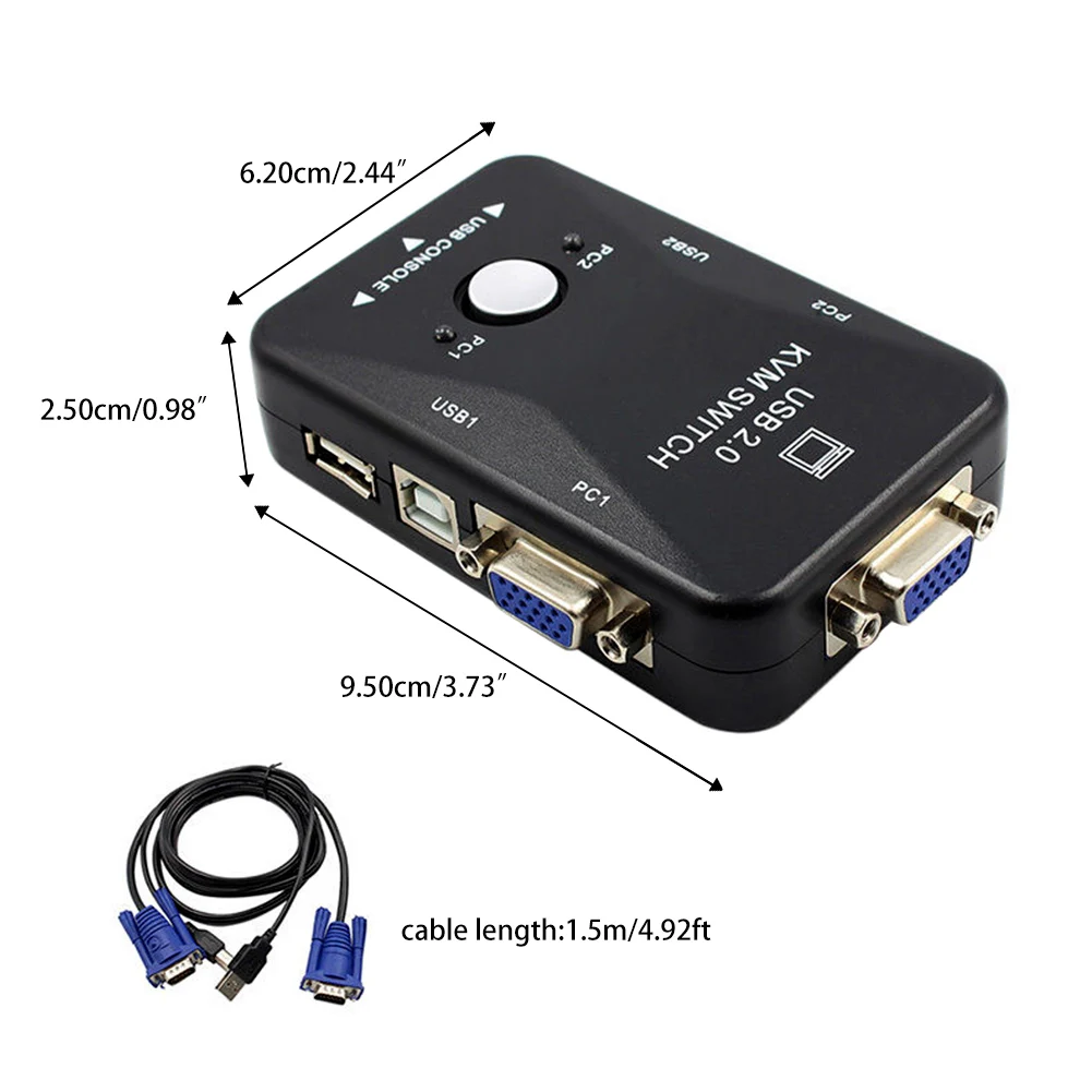 Новое поступление 2 в 1 выход USB 0 порта VGA видео коммутатор коробка кабель для ПК