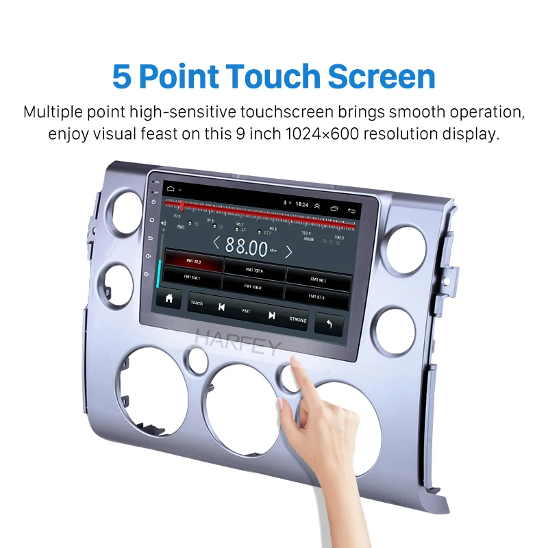 Excellent Harfey 9" Touchscreen Android 8.1 for 2007-2018 Toyota FJ CRUISER Car Stereo GPS Navigation Bluetooth 3G WiFi DVR DAB+ SWC 2