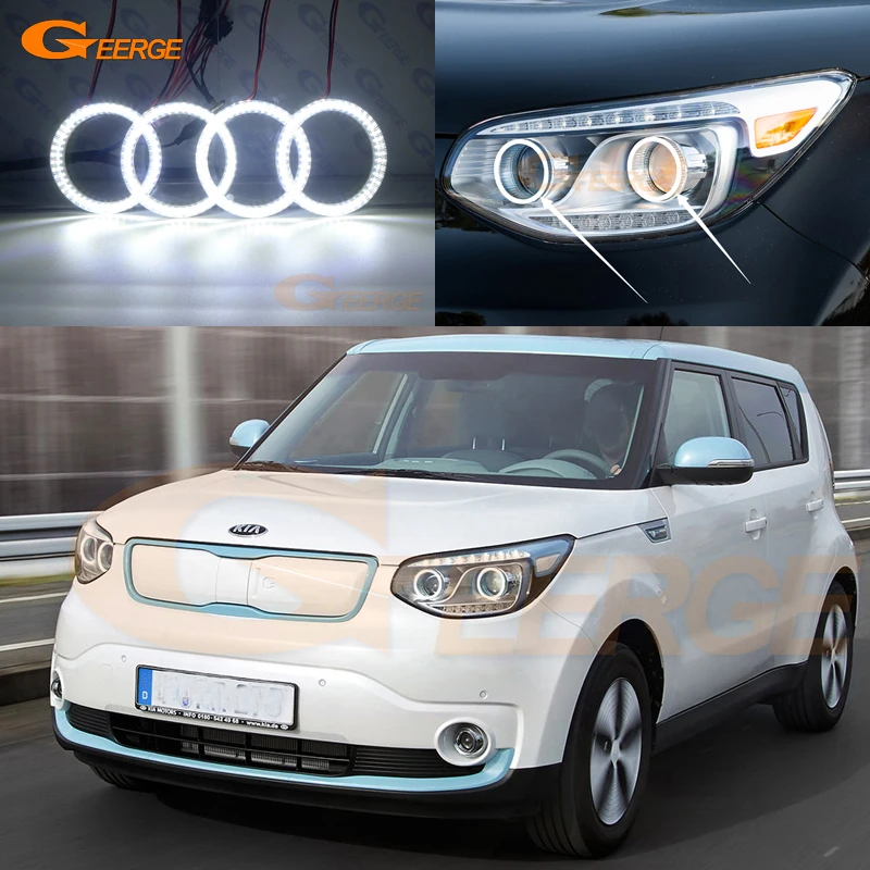 

For Kia Soul EV 2015 2016 LED Halogen Headlight Excellent Ultra bright illumination smd led Angel Eyes Halo Ring kit DRL