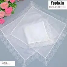 Женский Прозрачный квадратный женский платок с белой кружевной вышивкой, Детские хлопковые свадебные мужские платки 20*20 см, 5 шт./партия