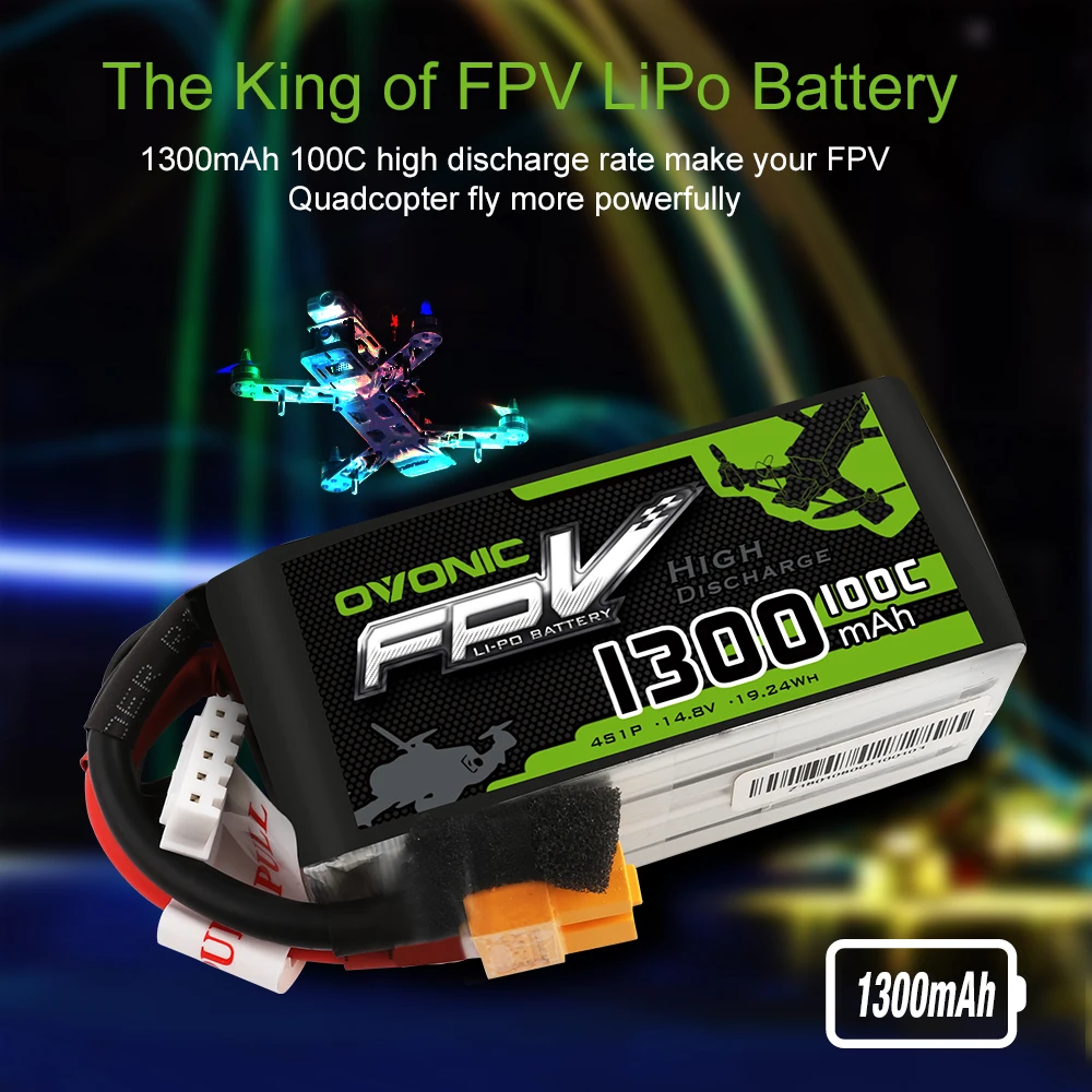 2 упаковки ovoic 1300mAh 100C Max 200C Lipo 4S 14,8 V батарея с разъемом XT60 для 250 FPV рамки RC Дрон Heli Quad Boat