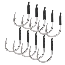 10 шт. 4#/8#/12#/14#/16# рыболовный крючок утолщенный плоский корпус колючая углеродистая сталь крючок для ловли карпа с резиновым рукавом