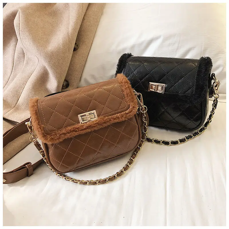 

Bolsa Mujer Bags For Women 2019 Luxury Handbags Women Bags Designer Faux Fur Warm Chain Shoulder Messenger Bag Clutch sac a main
