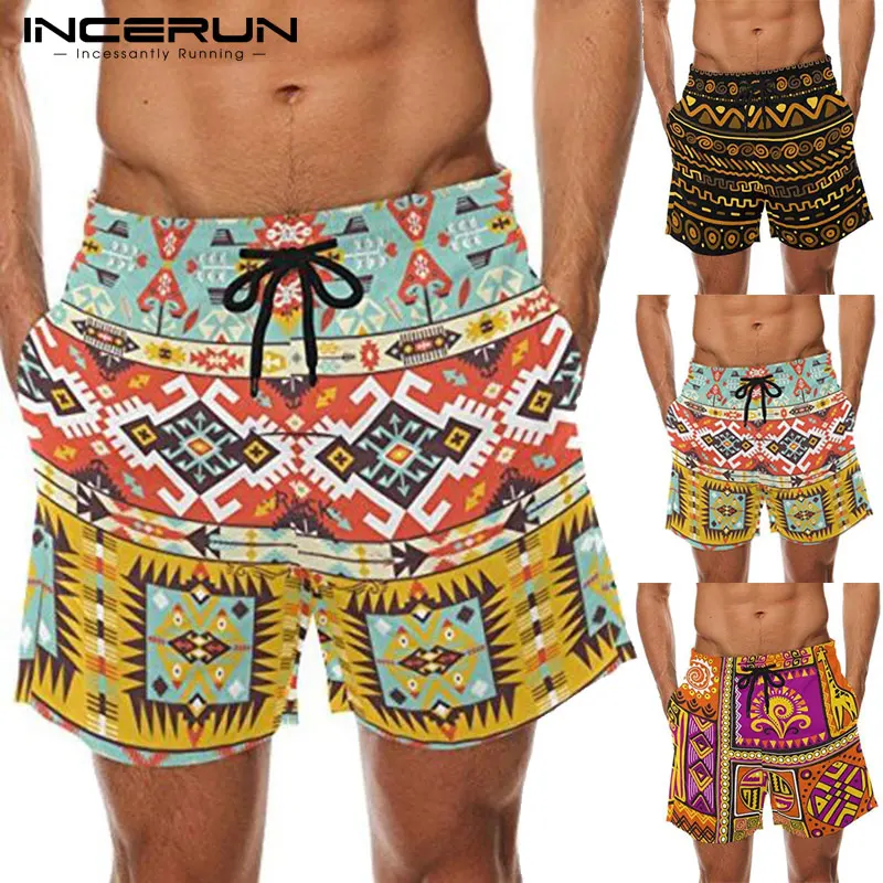 Miglior Traspirante Stampato Casual Shorts Degli Uomini Coulisse Stile Etnico Allentato Costume Da Bagno Degli Uomini Della Spiaggia Shorts Gonne e Pantaloni Streetwear S 5XL INCERUN 2019