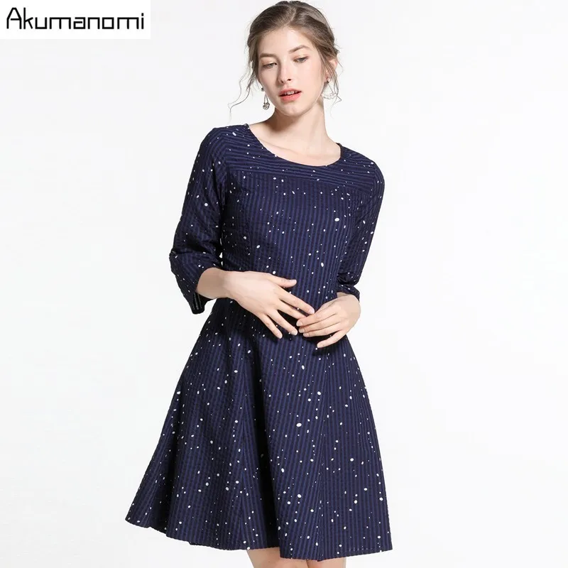 

Dot Striped Printing Vintage A-line Spring Dress 2019 Women Fashion Elegant Ruffles O-Neck Long Sleeve Club Party Mini Dresses