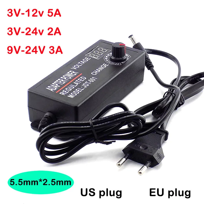 

AC 100-220V to DC 3V-12V 3V-24V 9V-24V power adapter Adjustable Universal Supply Screen display adaptor for led strip light CCTV