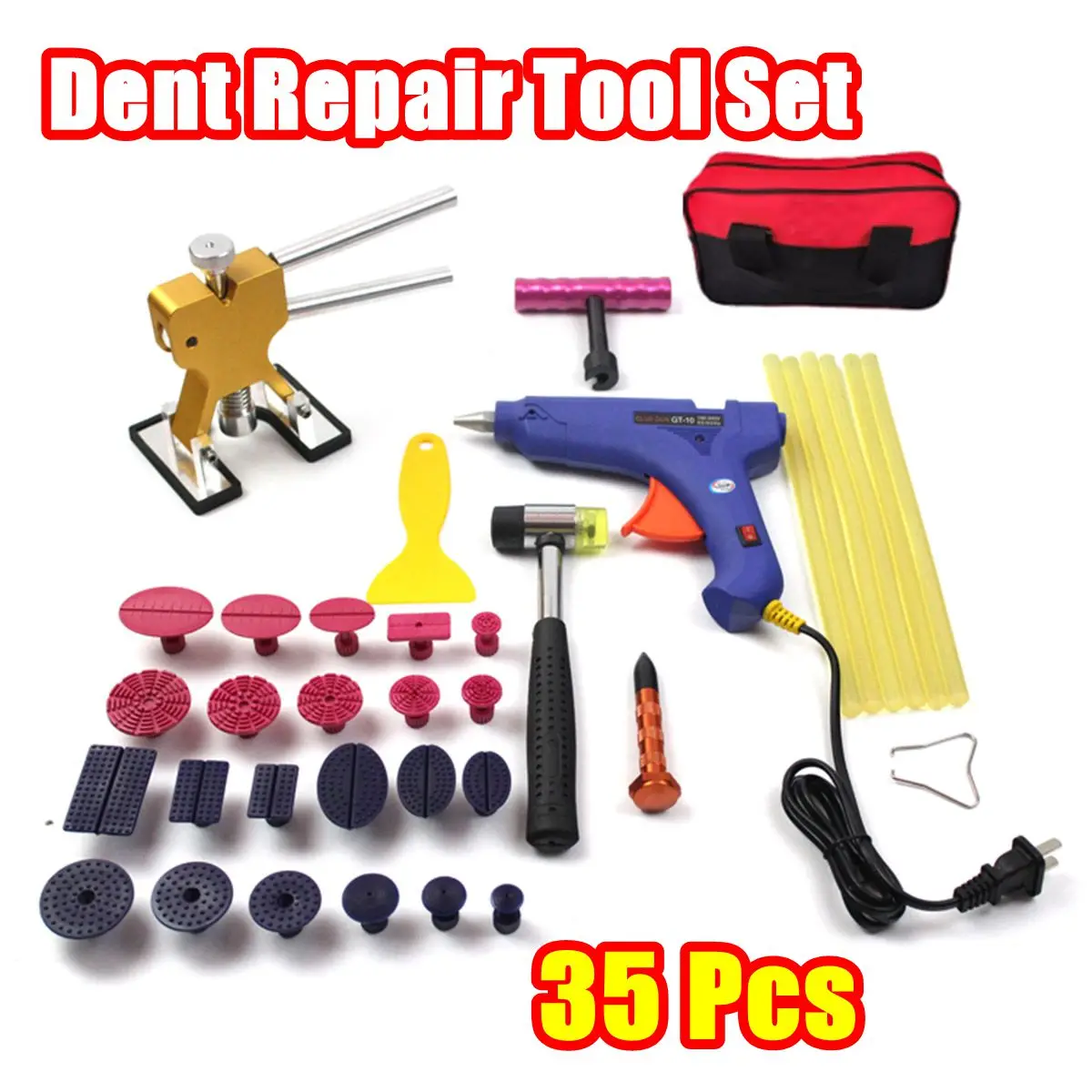 

Car Body Paintless Dent Repair Remover Tools Kit DIY Dent Puller 220V Glue for Gun Reverse Hammer Tap Down Pen