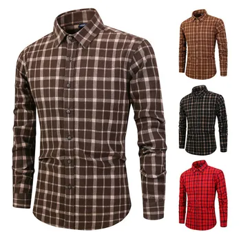 

Men Plaid Shirts Spring Autumn Cotton Blends Male Casual Shirt Long Sleeve Business Dress Shirt Camisa Masculina