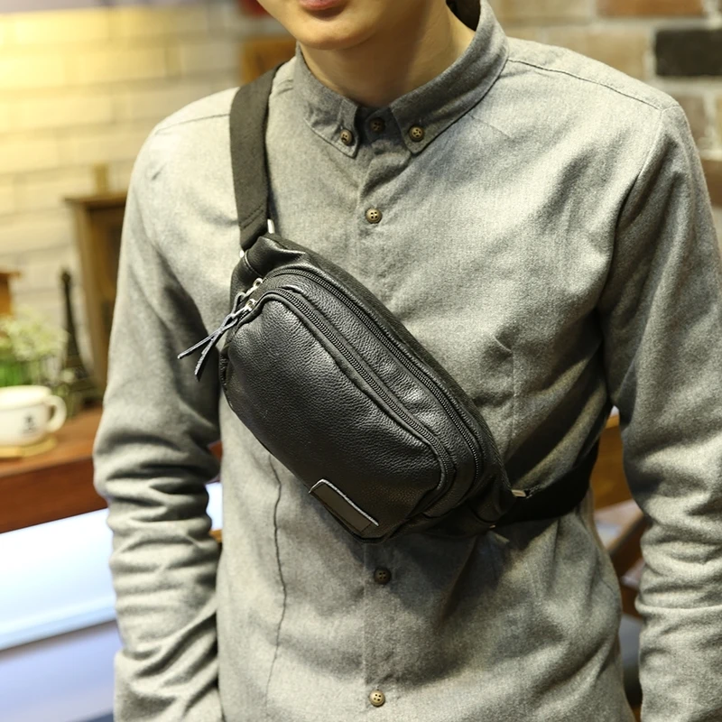 

Multifunctional Fanny Bag Casual Waist Pack Bag Suit For Outside Black Pu Leather Fashion Bag Unisex Phone Belt Bag Coin Purse