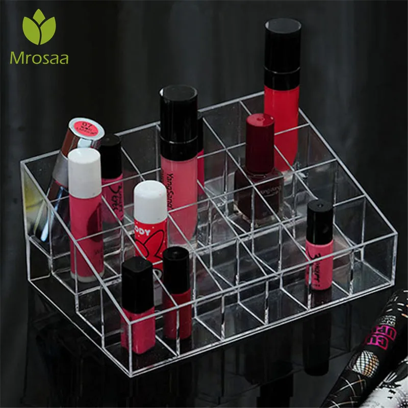 

Hot 24 Grids Acrylic Makeup Storage Box Cosmetic Box Organizer Lipstick Jewelry Box Case Holder Display Stand Make Up Organizer
