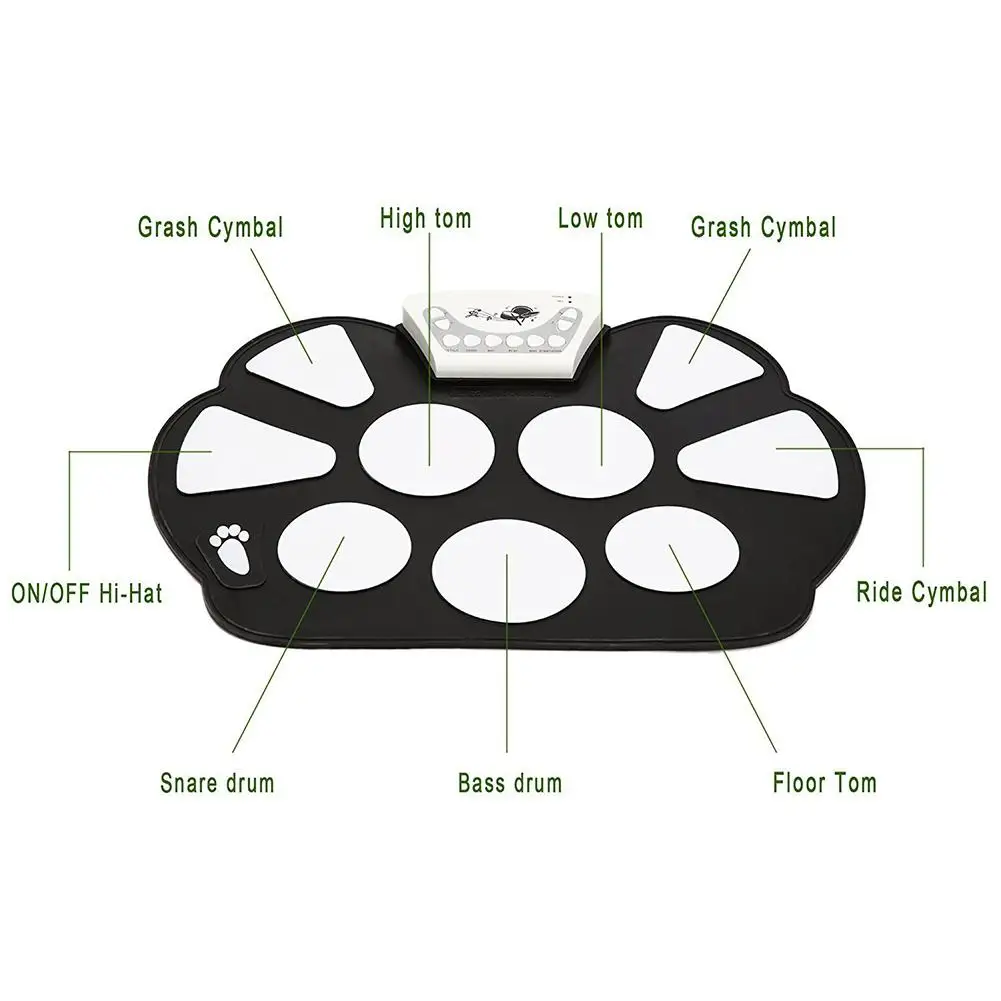 SLADE скручивающийся электронный барабанный коврик комплект цифровой USB MIDI клавиатура кремния Электрический барабан складной с барабанной палкой педаль