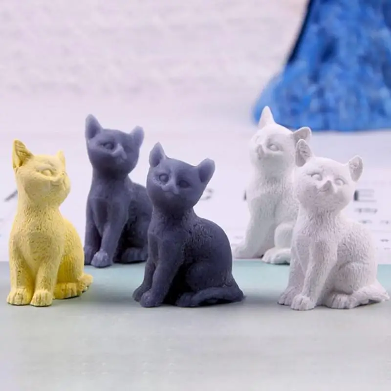 3D малая Свеча кошка пресс форма для мыла шоколада Сделай Сам мыло формы украшения