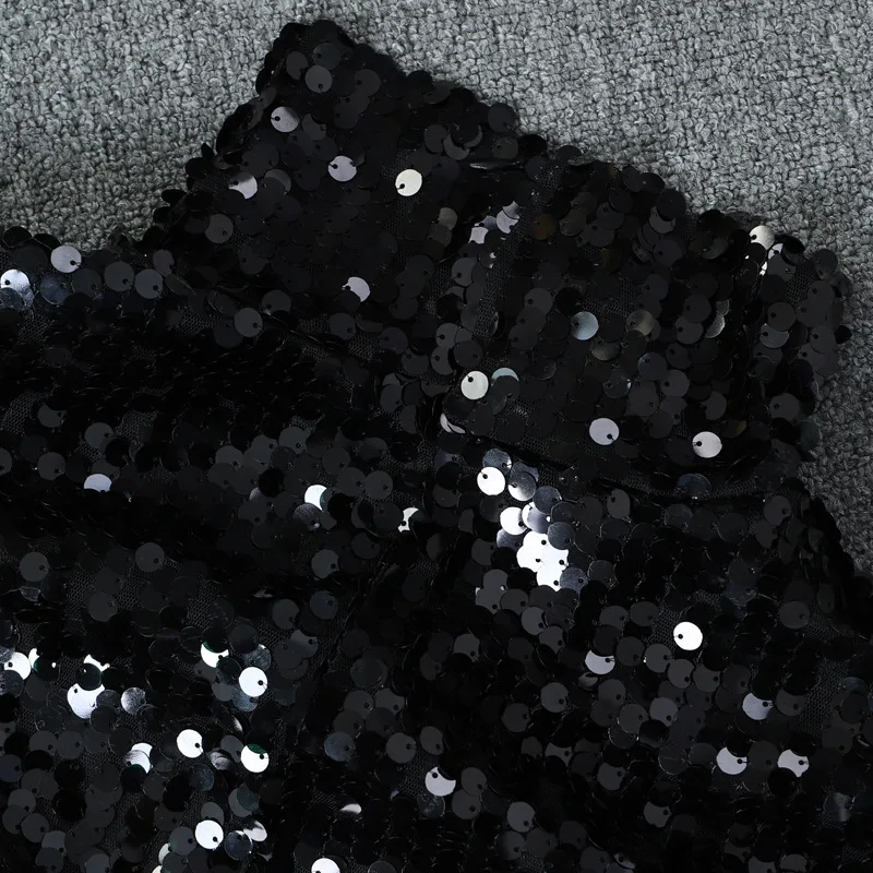 [EAM] 2019 New Spring Stand Collar Long Sleeve Black Sequins Split Joint Loose Shirt Women Blouse Fashion Tide JL321