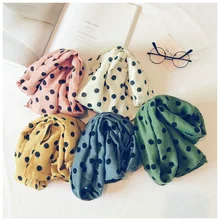 Новые детские шарфы в южнокорейском стиле на осень и зиму, хлопковые и льняные однотонные шарфы в горошек для мальчиков и девочек, детская горловина