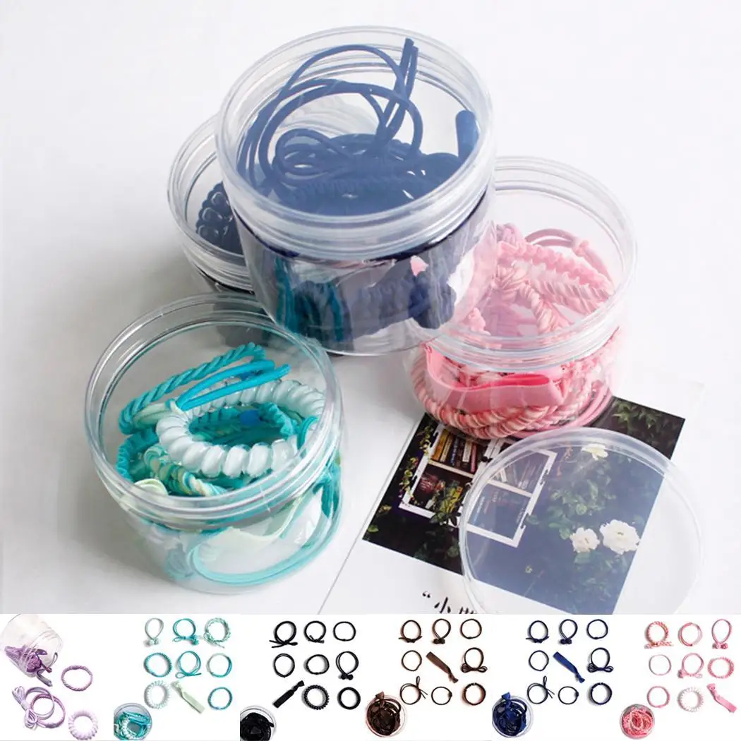 9 Pcs/ Set Girl Fashion Hair Rope Candy Color Elastic Ring Band Hair Accessory