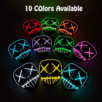 

Novelty Party Mask EL Wire Glow Ghost Mask LED Luminous Cosplay Mask with Sound activated Inverter Scary Party Decorative Props
