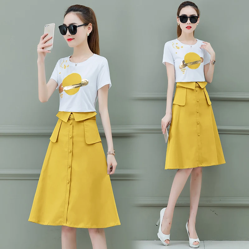 

new women's Korean fashion 2019 spring and summer clothes girl vestido sweet suits summer skirt two-piece clothing set vestidos