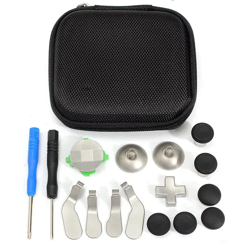 

1 Set Replacement Metal Bumper Trigger Buttons Thumb Stick Grips For XBOX One Elite Controller With Screwdrivers Storage Bag