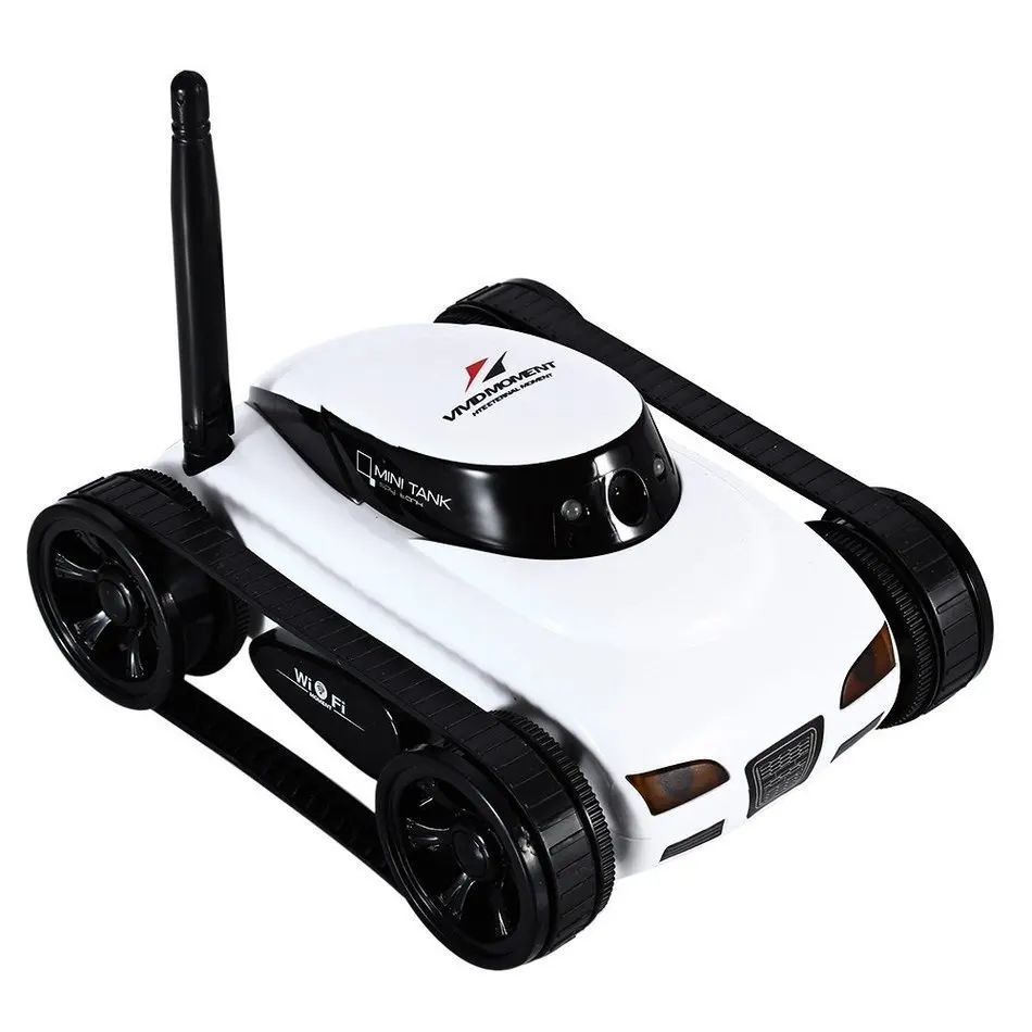 HappyCow 777-270 WiFi Mini RC Camera Tank Car ISpy with Video 0.3MP Camera Remote Control Robot Car By Iphone Android App