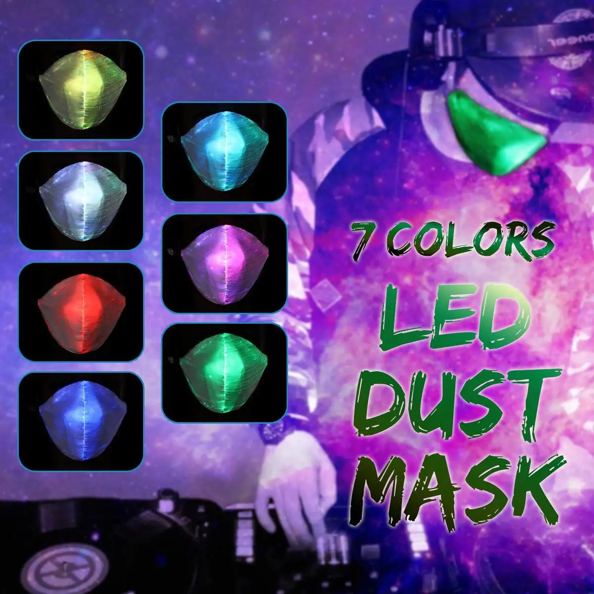 

Safurance Novelty LED Anti Dust Mask 7 Colors PM2.5 Changeable Luminous Lights Mask With USB Charge Masks For Party