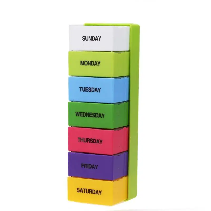 

Plastic Portable Pill Box Weekly 7 Days Colorful Holder 28 Slot Medicine