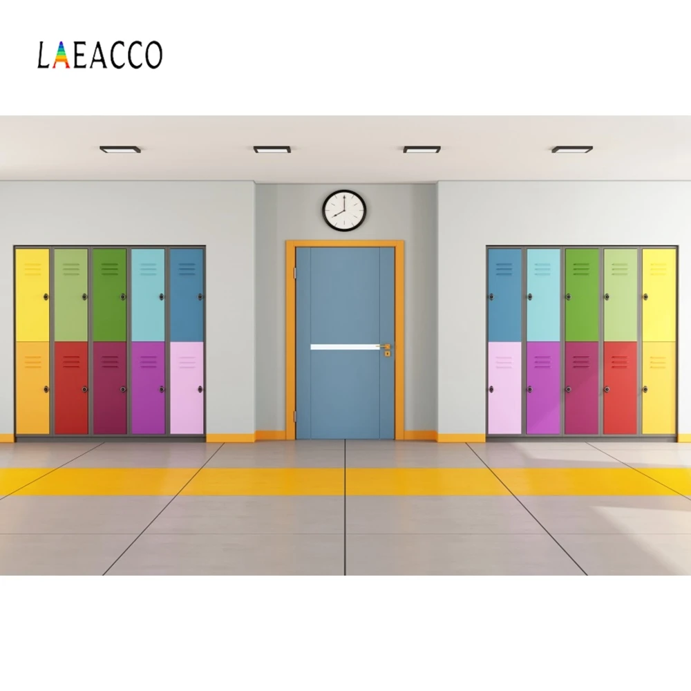 

Laeacco Cartoon School Colorful Cupboard Backdrop Photography Backgrounds Customized Photographic Backdrops For Photo Studio