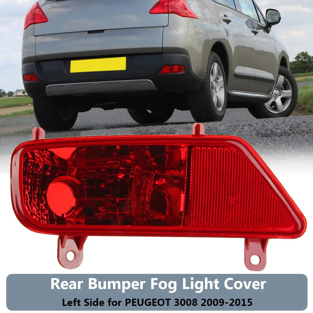 Car Left Rear Bumper Fog Light Lamp Cover Passenger Side for PEUGEOT