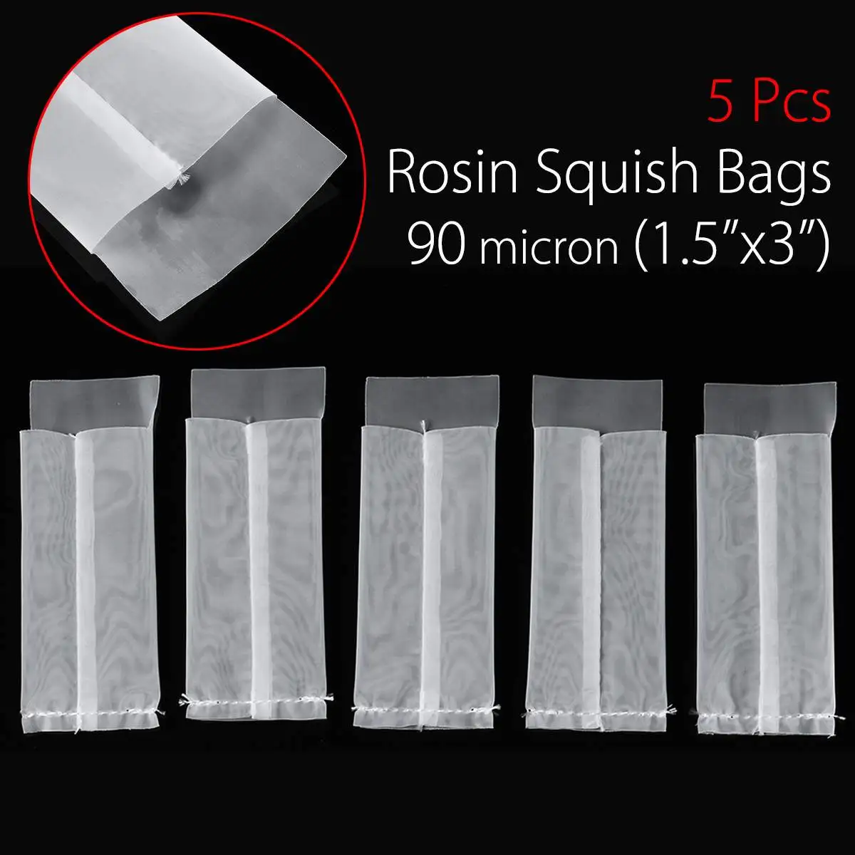 

KiWARM 5 Pcs 90m Micron 1.5"x3" Nylon Mesh Rosin Oil Press Filter Bags Squish Bag Nylon White Screen with Flap