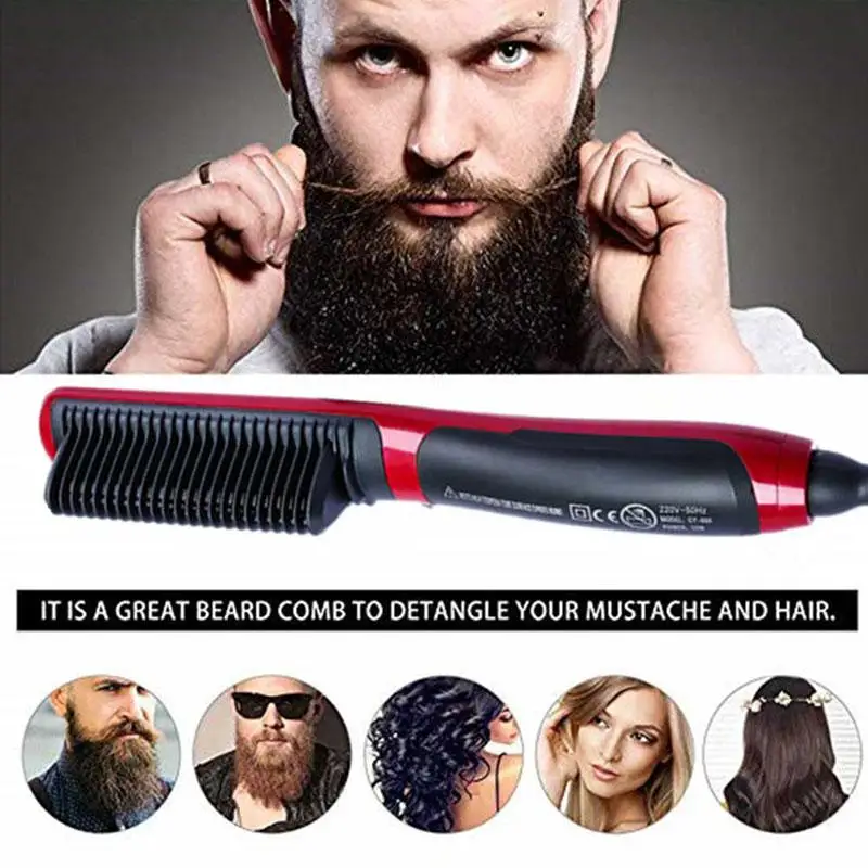 

Men Hair Curling Beard Straightener Women Hair Curler Comb Brush Quick Electric Heating Ceramic Iron Styling Tool Hair Styler
