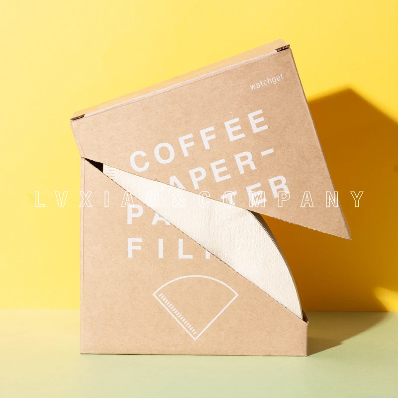 

watchget design Filter paper with holder 100 Pieces Wooden/Bleached paper Hand V60 Drip Paper Coffee Filter